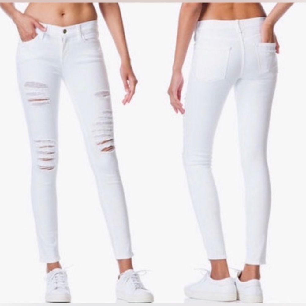 Le Skinny De Jeanne Distressed Stretch - Size 23 - White - Great condition!